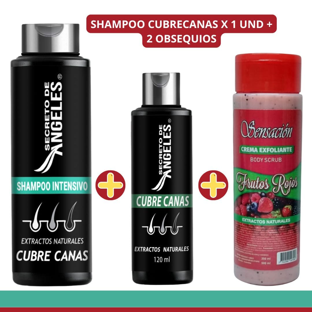 🌿Shampoo Original Natural Cubre Canas Secreto de Ángeles ➕ Colágeno y Exfoliante GRATIS🎁